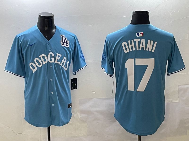 Men Los Angeles Dodgers #17 Ohtani Light Blue Throwback Game 2025 Nike MLB Jersey style 17->los angeles dodgers->MLB Jersey